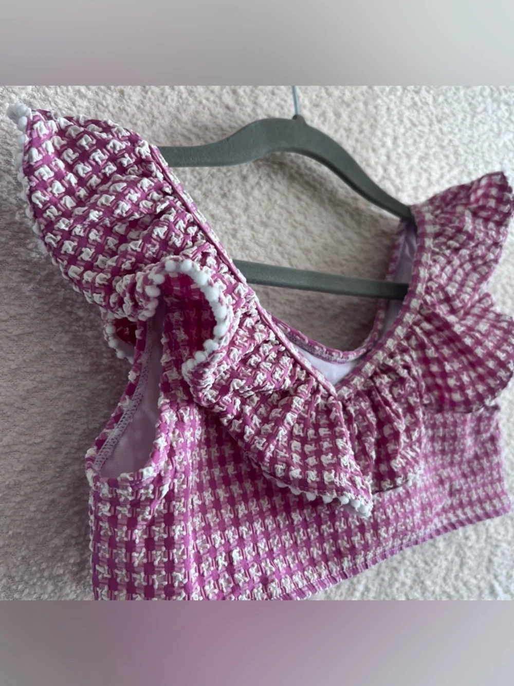Janie And‎ Jack Two Piece Bikini Set Seersucker Purple White Bathing Suit Size 8